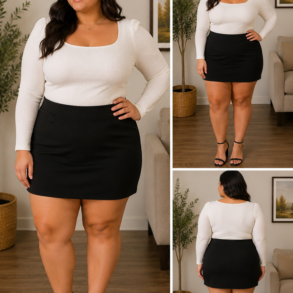 DAZY Black Mini Skirt | Size 12 (XL) | Classic Stretch Career & Casual